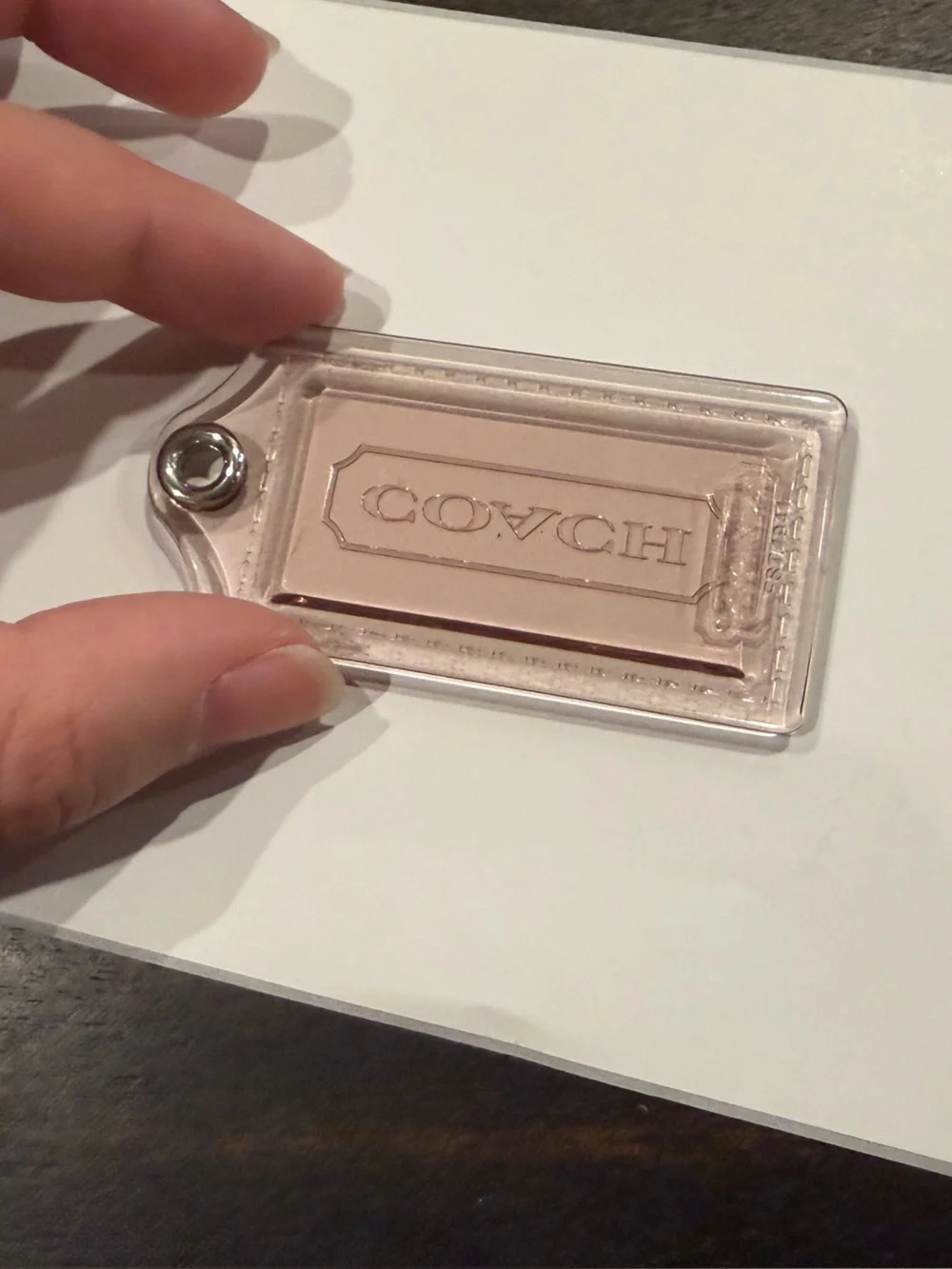 Pink Coach Acrylic Hangtag